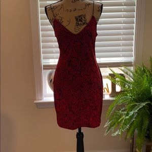 cheetah print red and black dress
